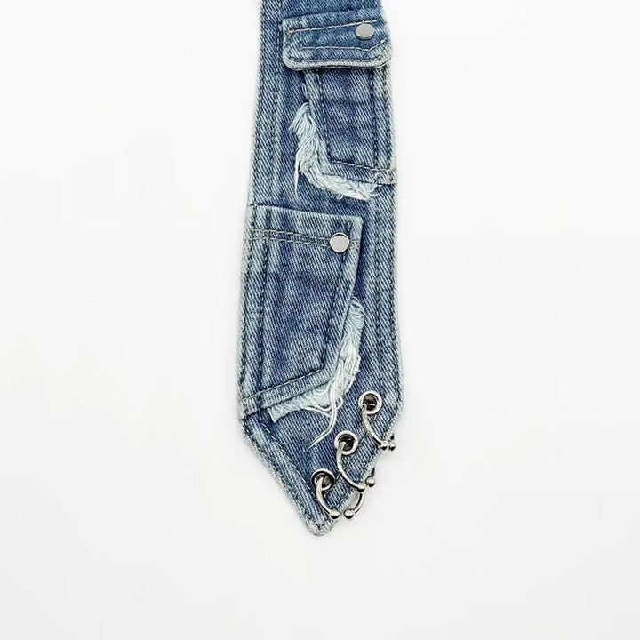 Retro-punk denim tie accessory