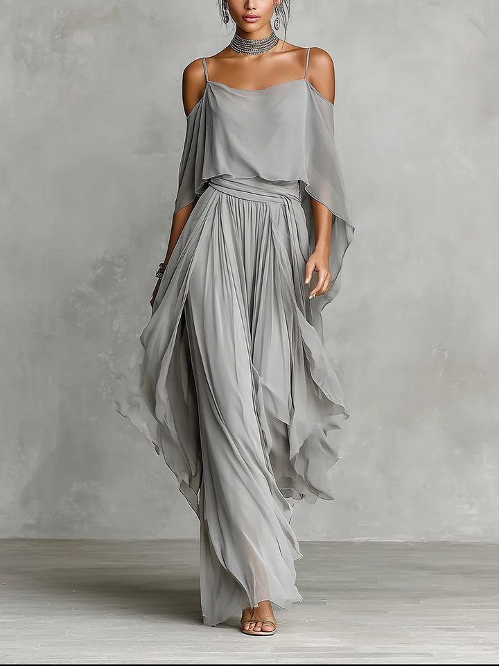 Greycienne | Grey Chiffon Camisole Set