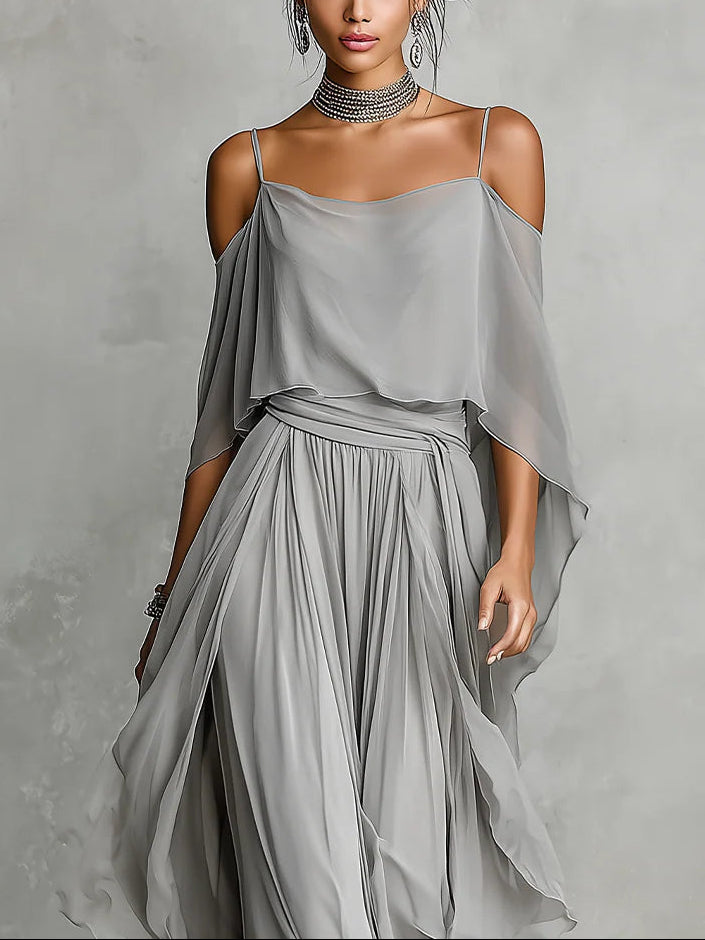 Greycienne | Grey Chiffon Camisole Set