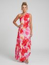 Taya | One Shoulder Pleated Bodice Midi Dress