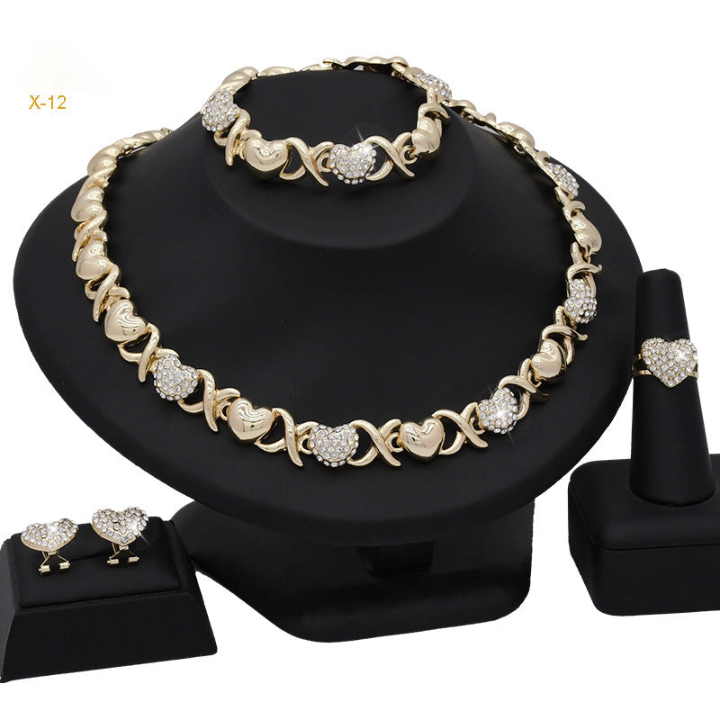 Romantic Heart Rhinestone Jewelry Set