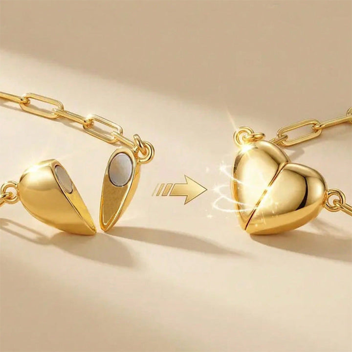 Heart Magnetic Clasp Paperclip Link Necklace