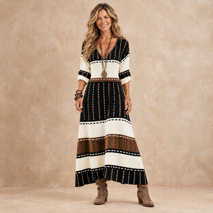 Madeline | Striped Bohemian Maxi Dress