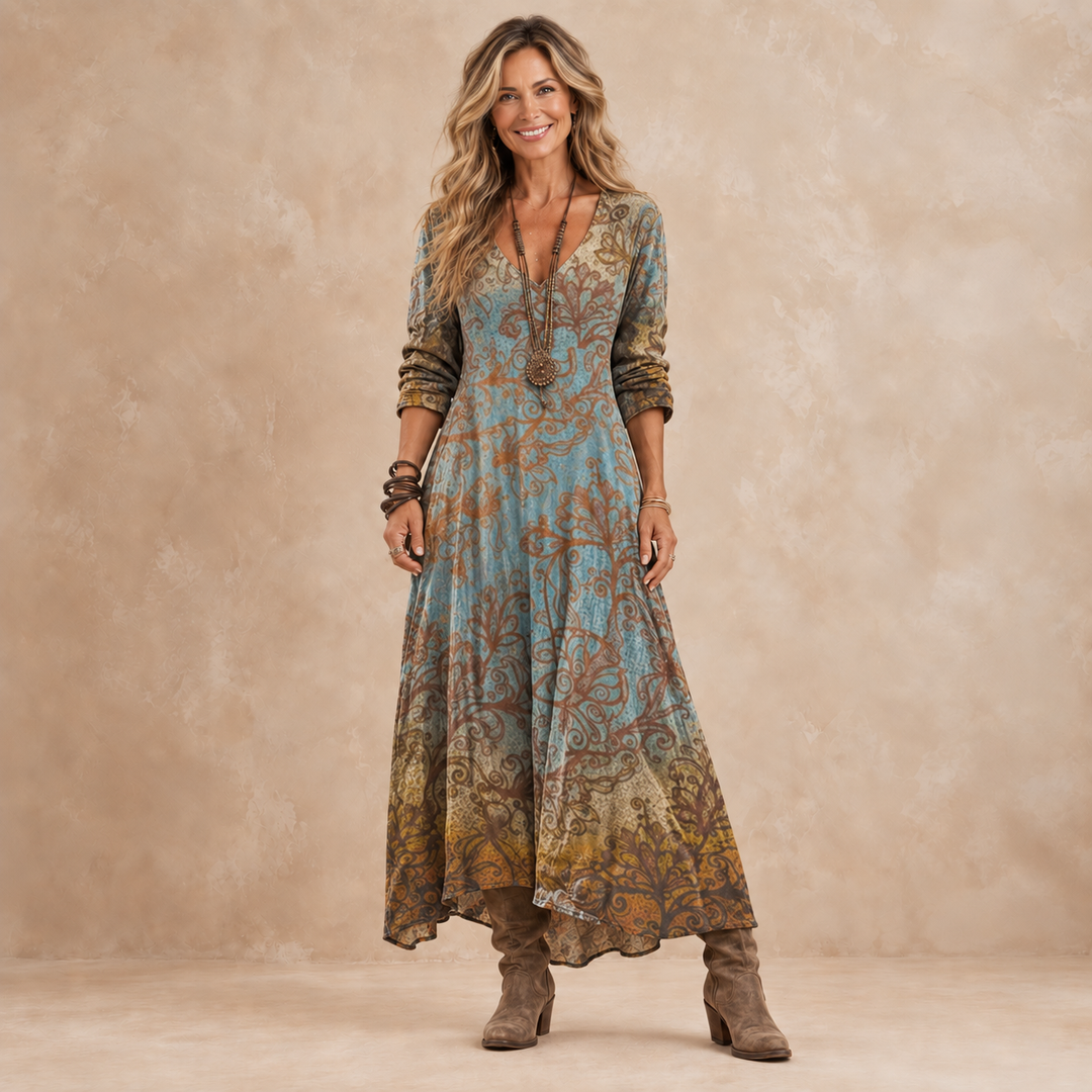 Evelyn | Bohemian Paisley Maxi Dress