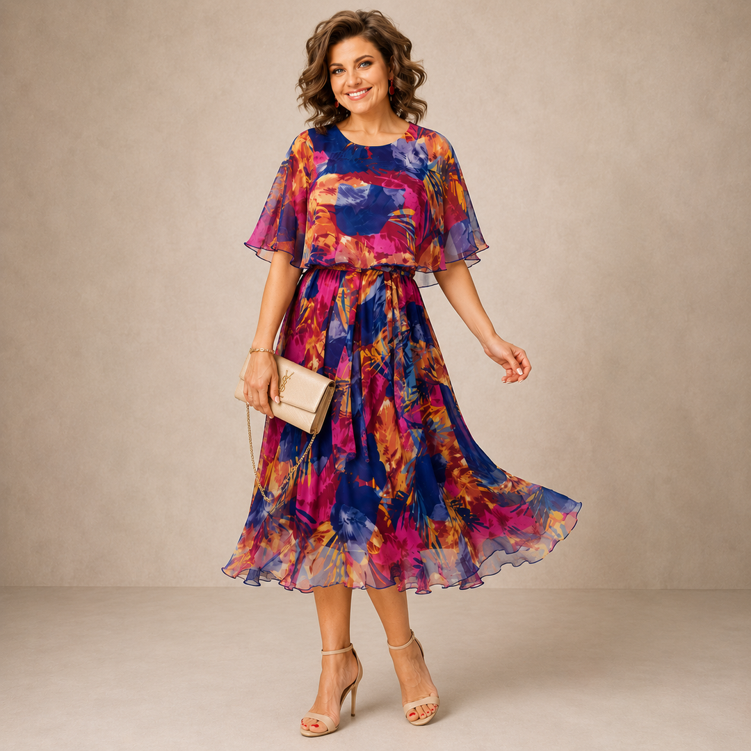Marianne | Colourful Floral Midi Dress