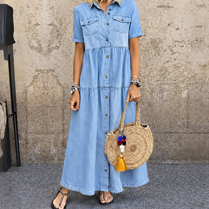 ELIZABETH | BUTTON-FRONT MIDI DRESS