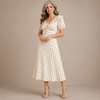 ELVENA™ | Polka Dot Ruffle Midi Dress