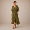 ELVENA™ | V-Neck Midi Dress