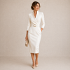 ELVENA™ | Belted Wrap Midi Dress