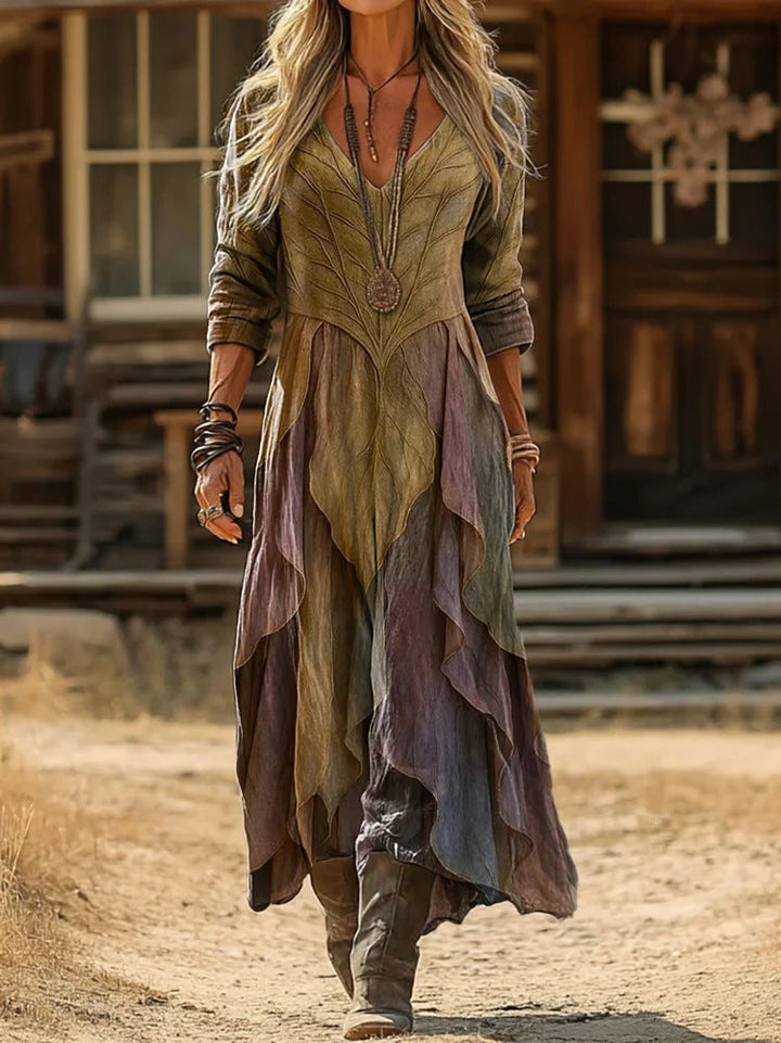 Camille | Layered Earth-Tone Maxi Dress