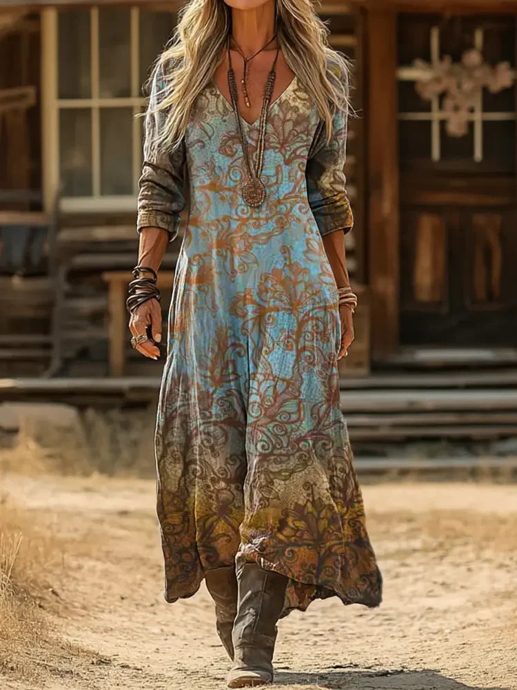 Evelyn | Bohemian Paisley Maxi Dress