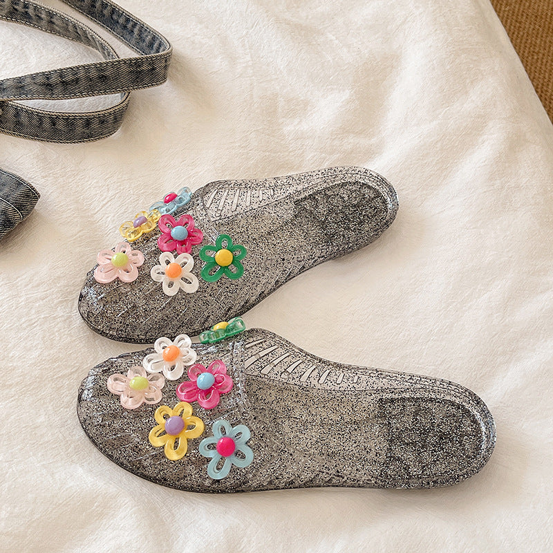 Cute flower-adorned transparent slides
