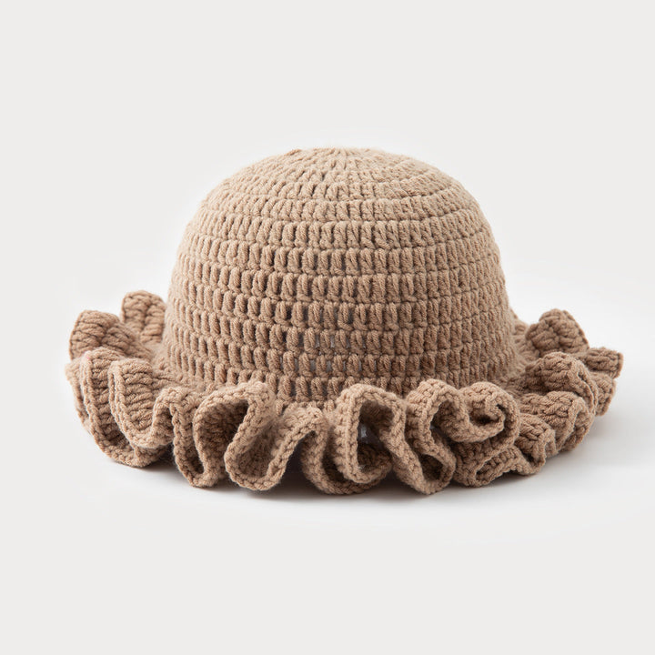 Multi-layered ruffled hand-crocheted hat