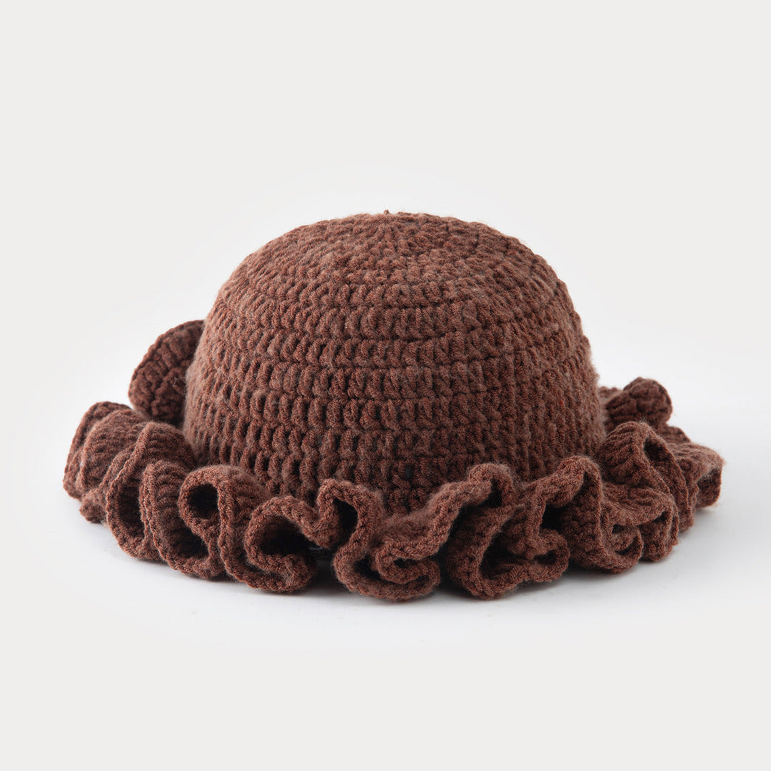Multi-layered ruffled hand-crocheted hat