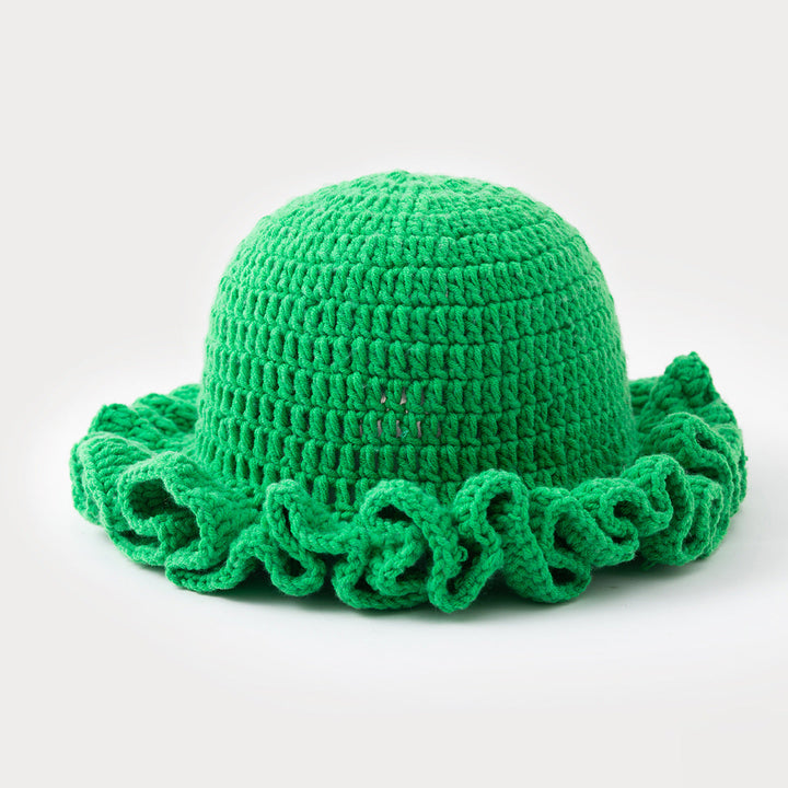 Multi-layered ruffled hand-crocheted hat
