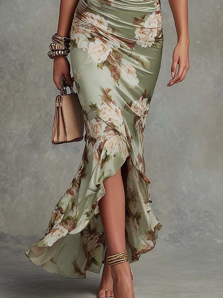 ELVENA™ | Ruched Floral Maxi Dress