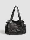 Women's Fashionable Distressed Multi-pocket Leather Handbag MDA0889H1Y