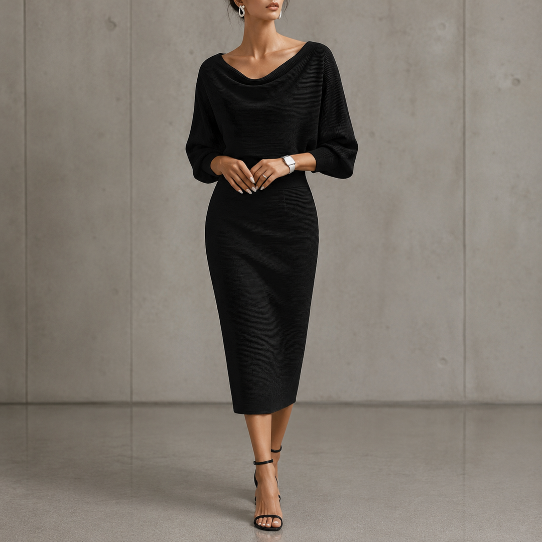 Lydia | Draped Batwing-Sleeve Dress for Women