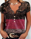 Sharon | V-Neck Tee with Lace Patchwork